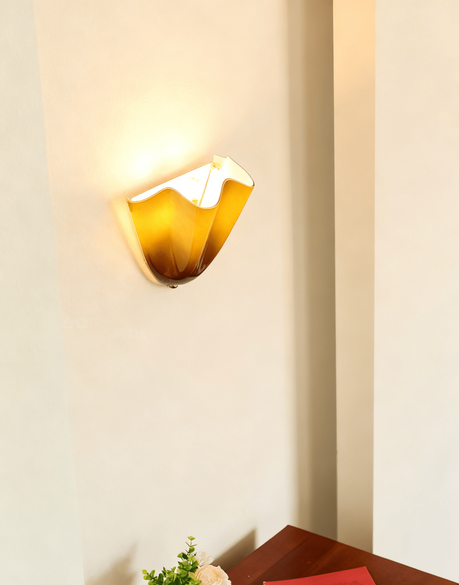 Wall Light 11 in x 10 in x 5.1 in Indoor Metal Glass LED Fixture Beige Green Brown Amber Home Hallway Bedroom Living Room Decorative Lighting | Thomler