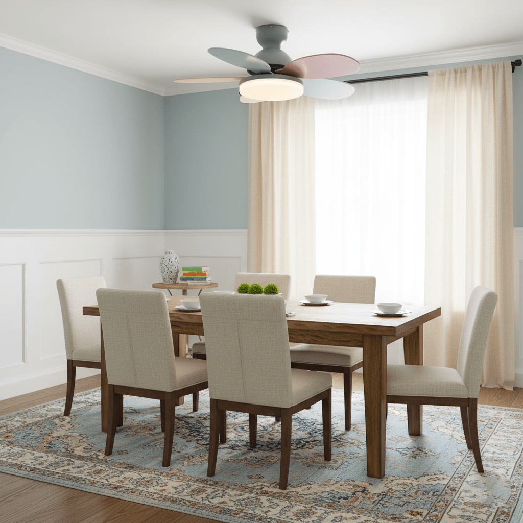 Ceiling Fan Light 35.4 in Wood Blades Grey Indoor Living Room Modern LED Lighting | Thomler