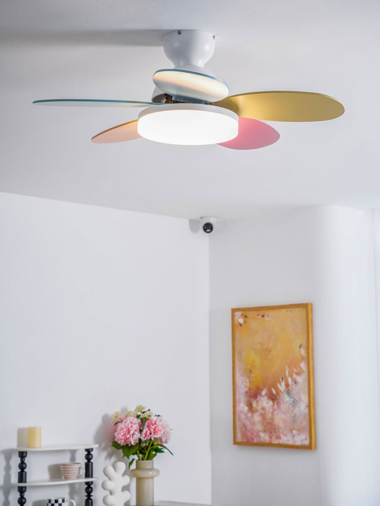 Ceiling Fan Light 35.4 in Wood Blades Grey Indoor Living Room Modern LED Lighting | Thomler