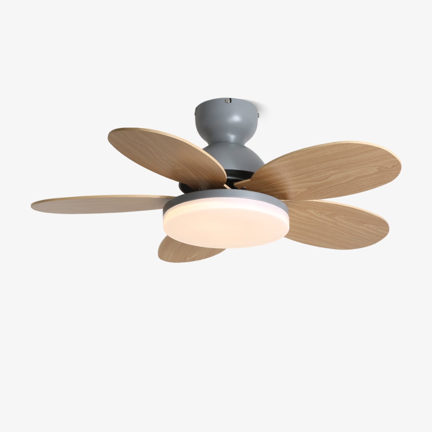 Ceiling Fan Light 35.4 in Wood Blades Grey Indoor Living Room Modern LED Lighting | Thomler