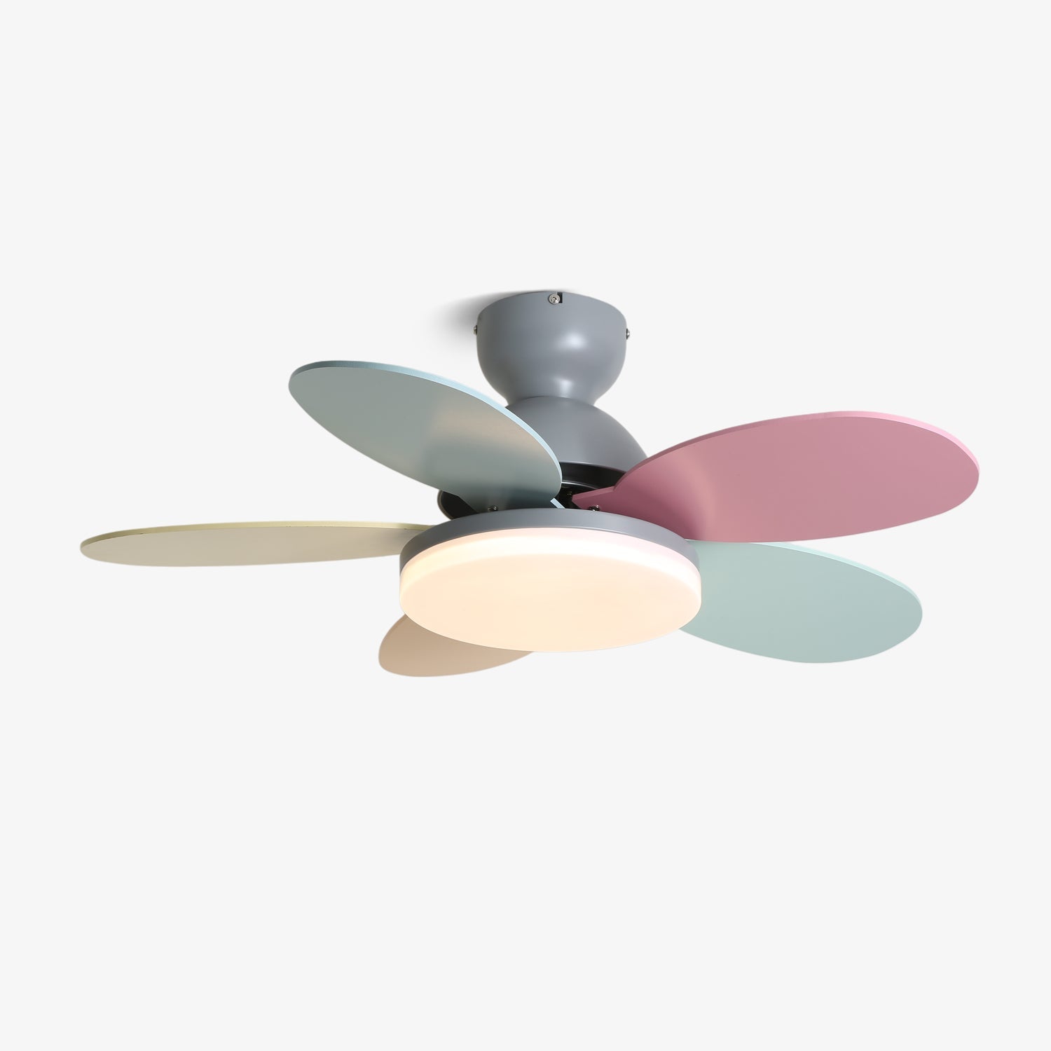 Ceiling Fan Light 35.4 in Wood Blades Grey Indoor Living Room Modern LED Lighting | Thomler