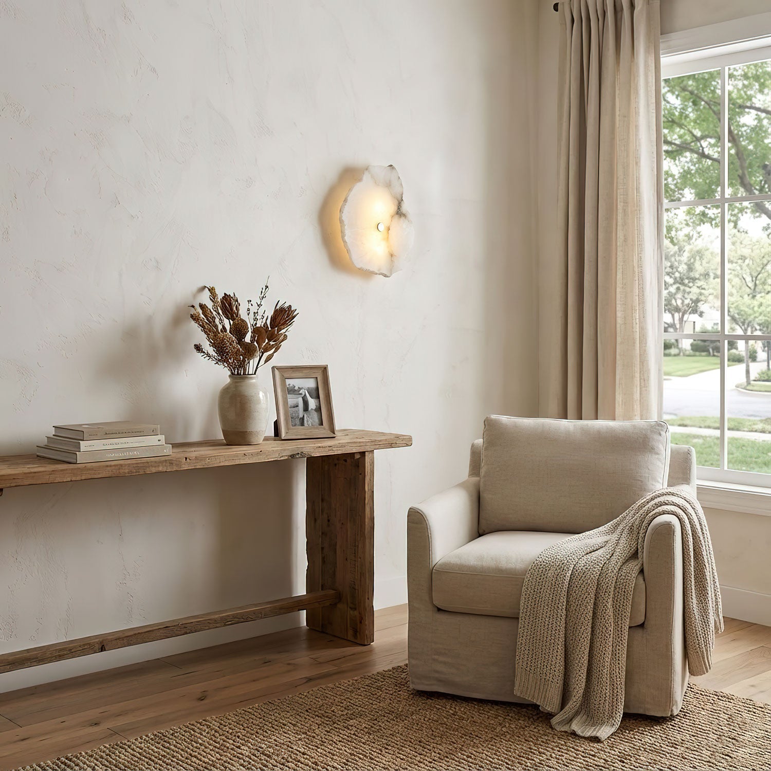 Wall Sconce Metal Alabaster 5.5 in White Indoor Lighting Modern Home Hallway Bedroom Lamp | Thomler