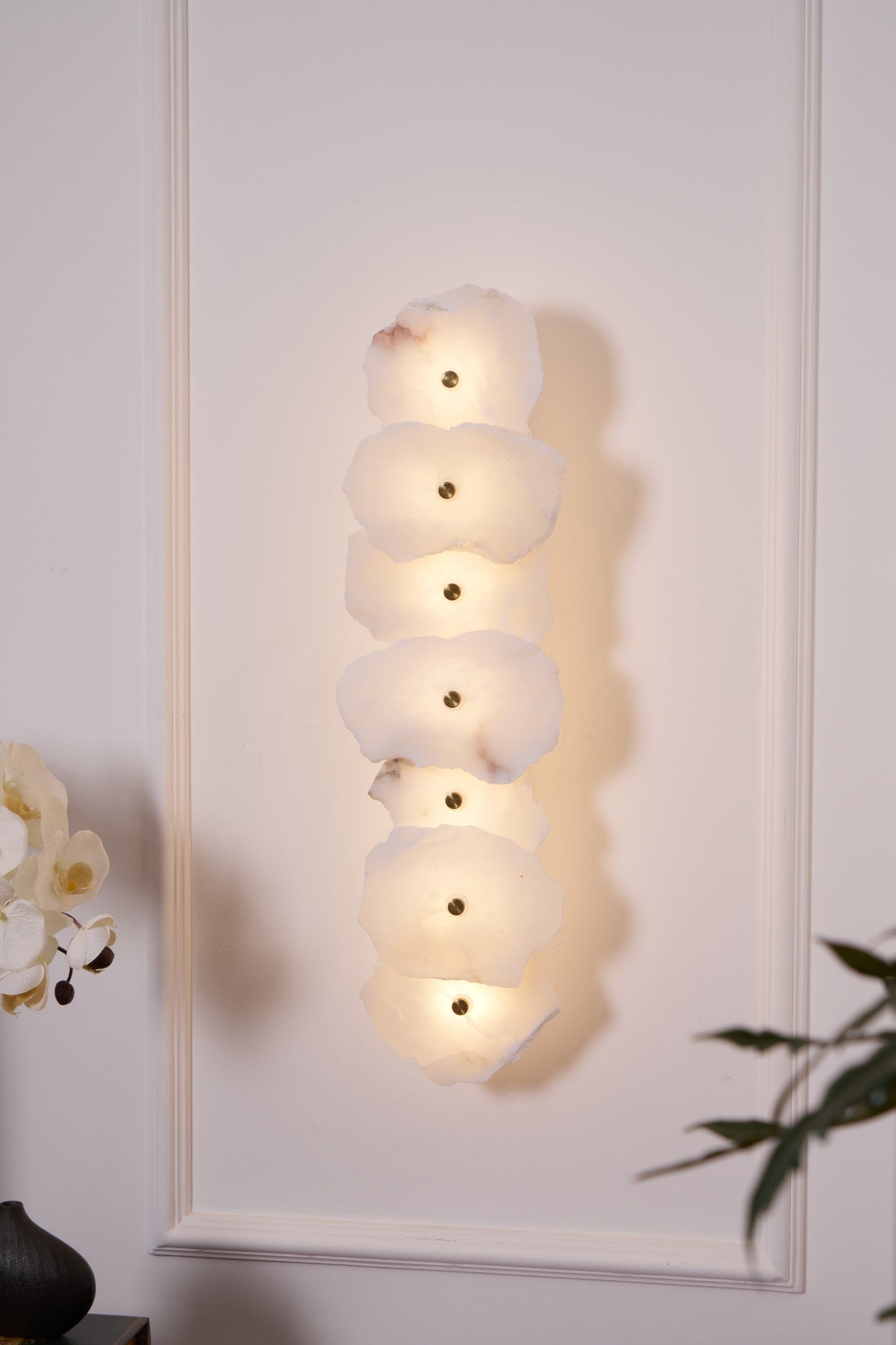 Wall Sconce Metal Alabaster 5.5 in White Indoor Lighting Modern Home Hallway Bedroom Lamp | Thomler