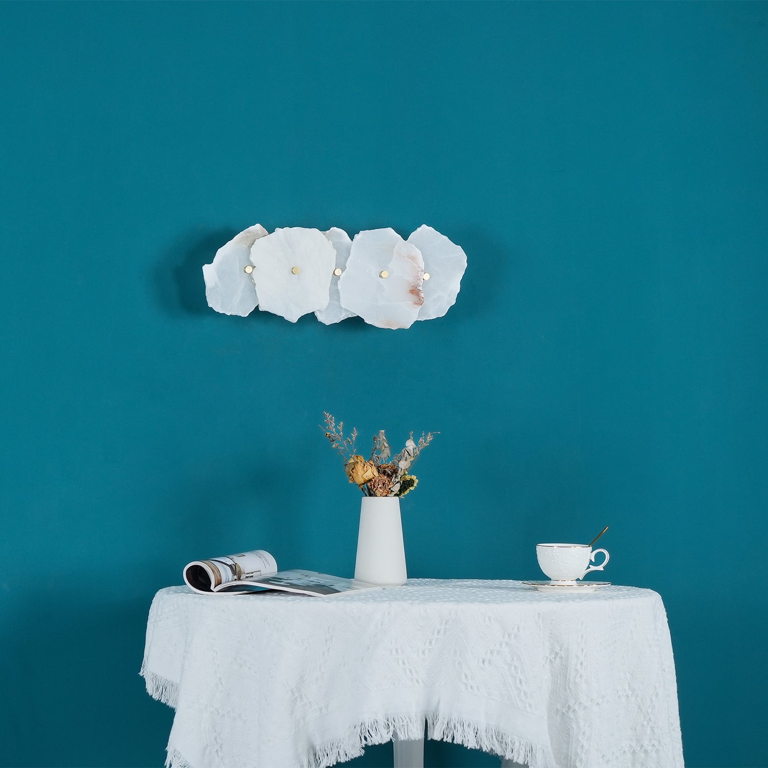 Wall Sconce Metal Alabaster 5.5 in White Indoor Lighting Modern Home Hallway Bedroom Lamp | Thomler