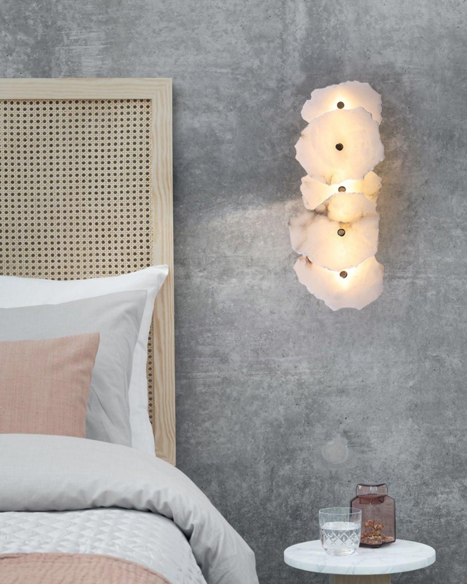Wall Sconce Metal Alabaster 5.5 in White Indoor Lighting Modern Home Hallway Bedroom Lamp | Thomler