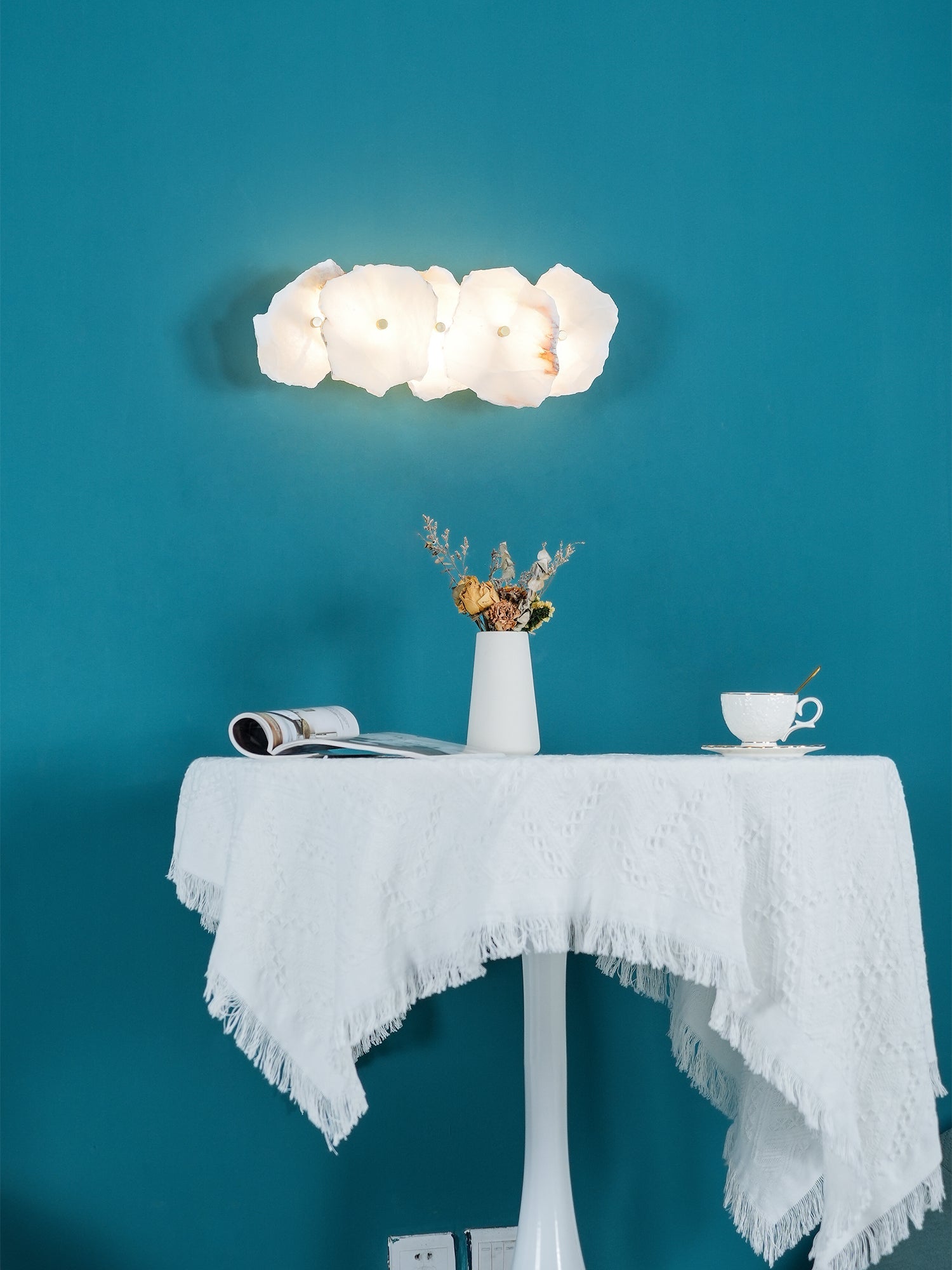 Wall Sconce Metal Alabaster 5.5 in White Indoor Lighting Modern Home Hallway Bedroom Lamp | Thomler