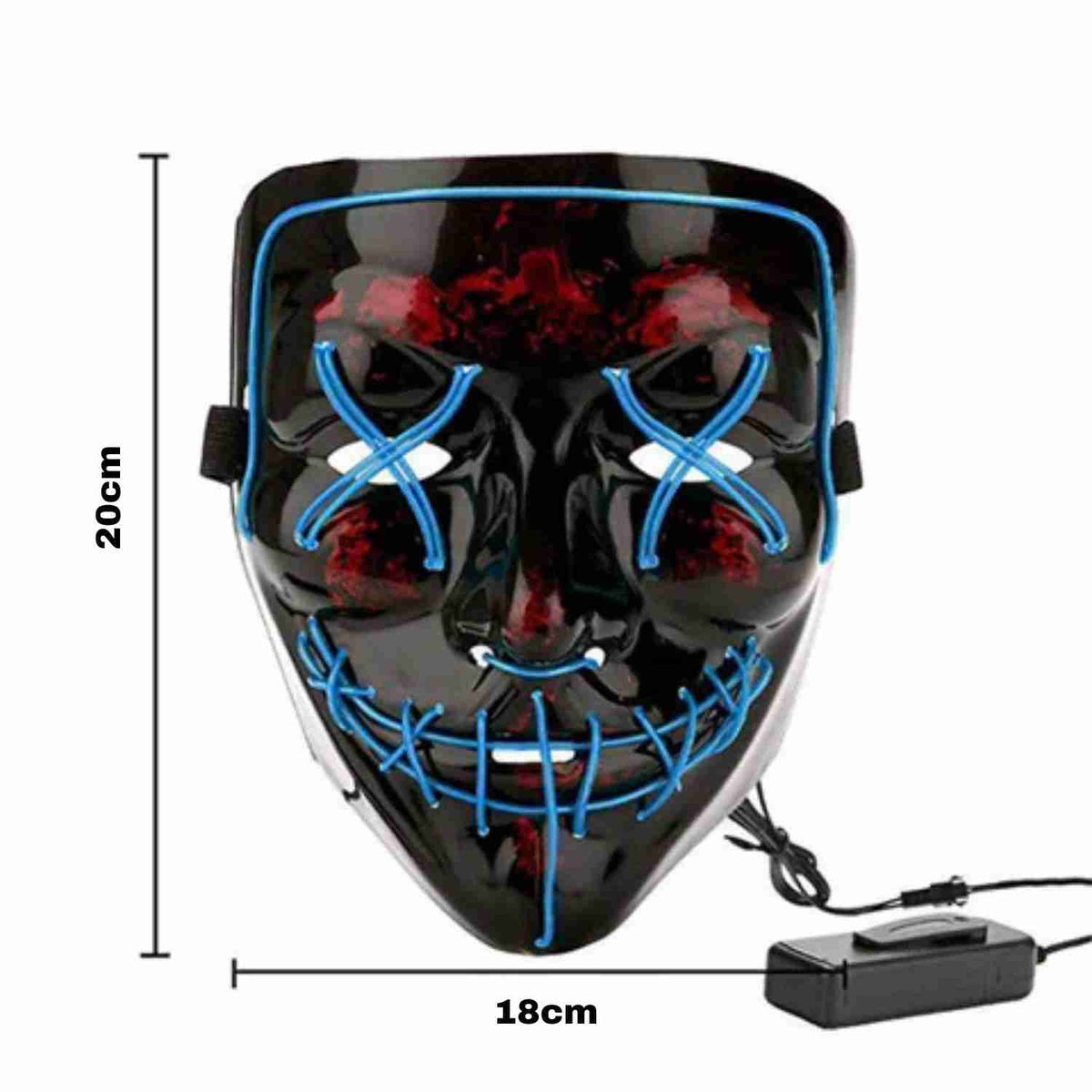Illuminated Horror Face Mask – LED Electroluminescent Wire, 4 Light Modes, Foam-Padded for Comfortable Wear at Parties, Festivals & Cosplay | Thomler