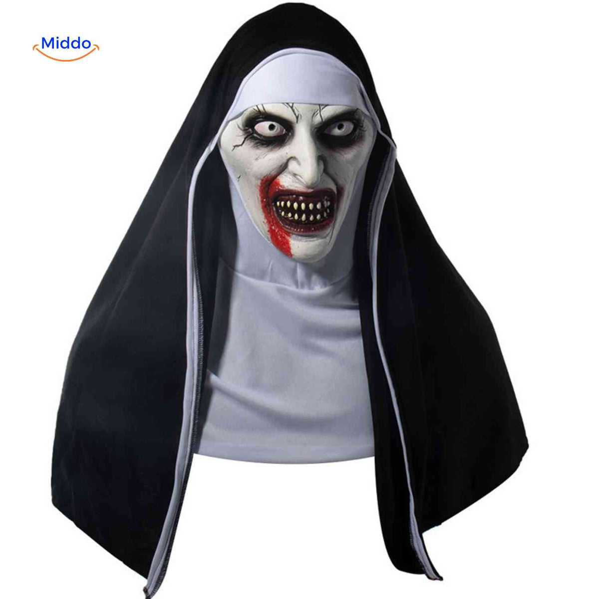 Terrifying Demon Nun Horror Mask – Full-Head Latex Halloween Costume Accessory | Thomler