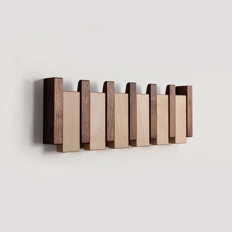 Wall Coat Rack Walnut Birch Wood Folding Hooks Hallway Bedroom Piano Style Storage Organiser | Thomler