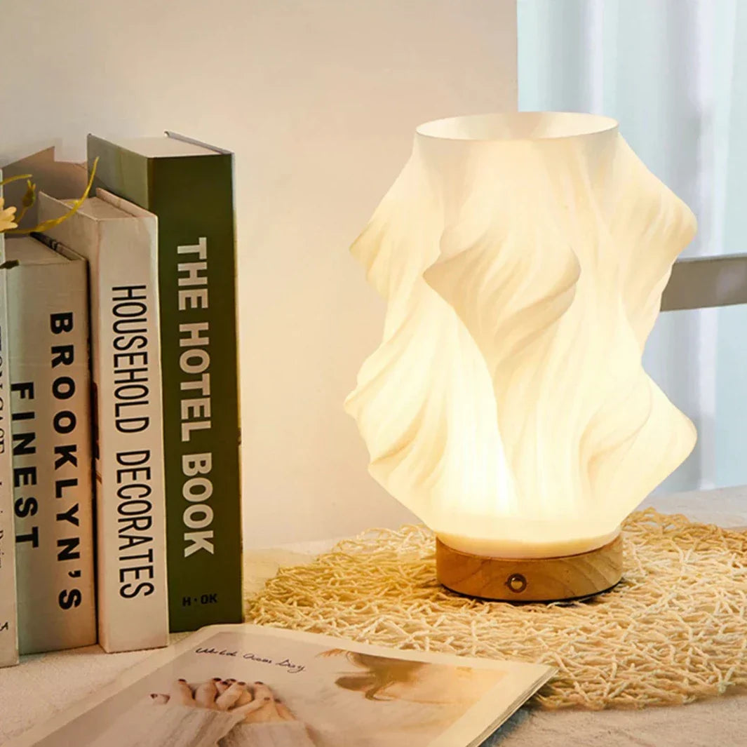 Sculptural Wave LED Desk Lamp with 3-Level Touch Dimmer for Bedroom, Office & Living Room | Thomler