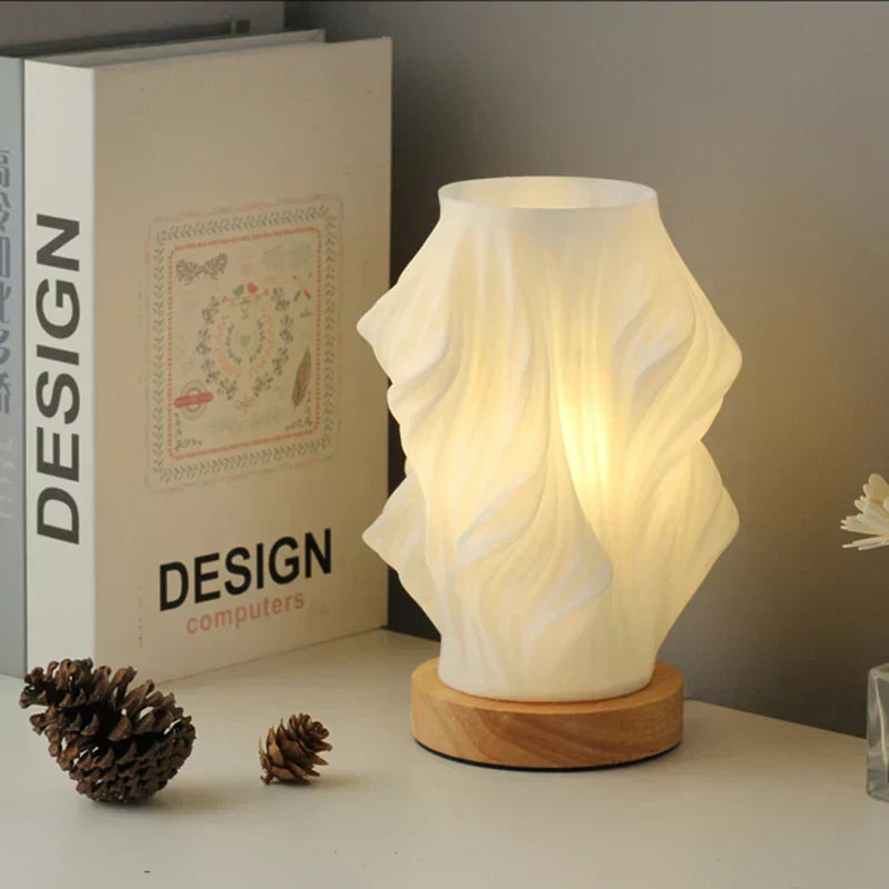 Sculptural Wave LED Desk Lamp with 3-Level Touch Dimmer for Bedroom, Office & Living Room | Thomler