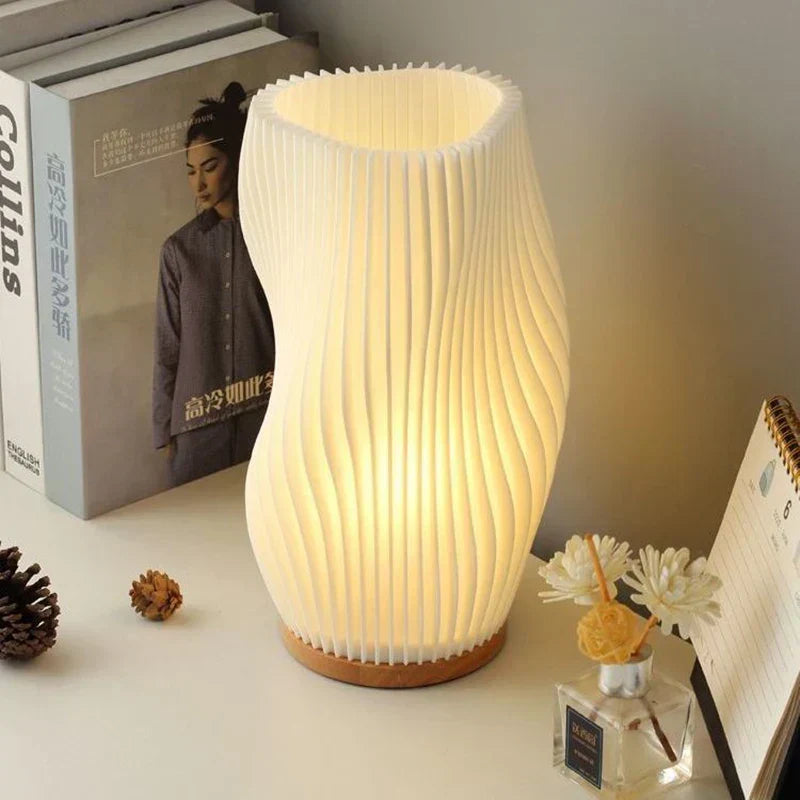 Sculptural Wave LED Desk Lamp with 3-Level Touch Dimmer for Bedroom, Office & Living Room | Thomler
