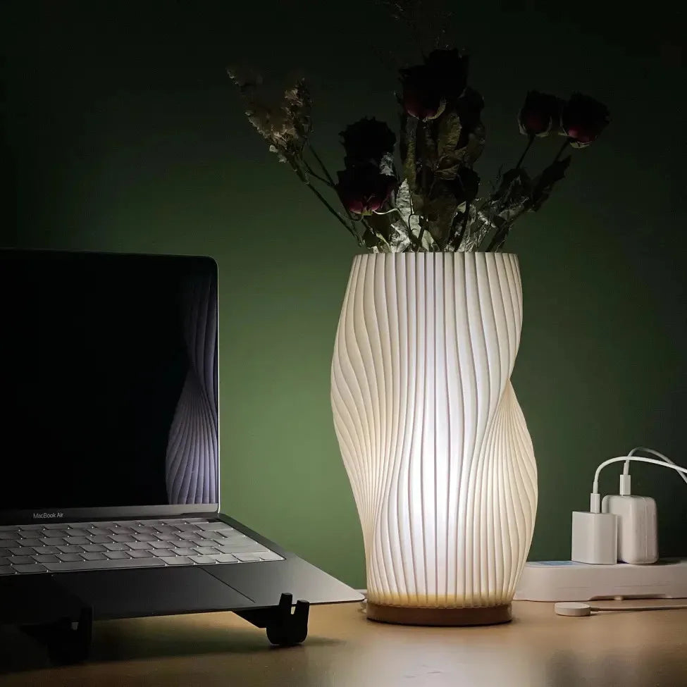 Sculptural Wave LED Desk Lamp with 3-Level Touch Dimmer for Bedroom, Office & Living Room | Thomler