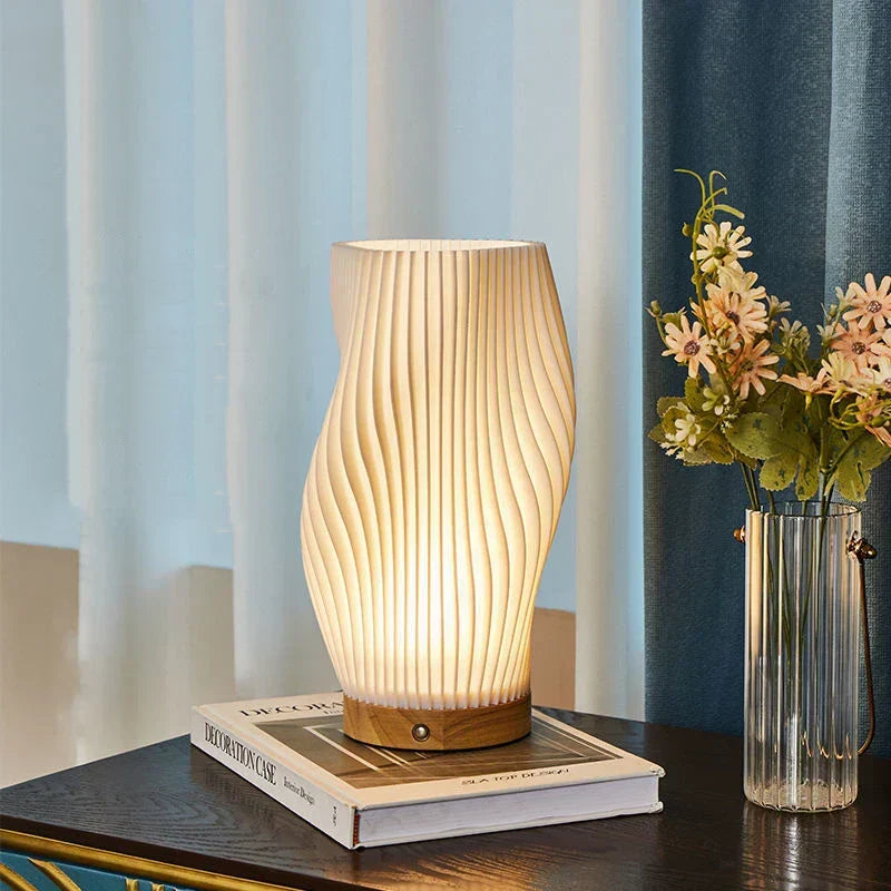 Sculptural Wave LED Desk Lamp with 3-Level Touch Dimmer for Bedroom, Office & Living Room | Thomler