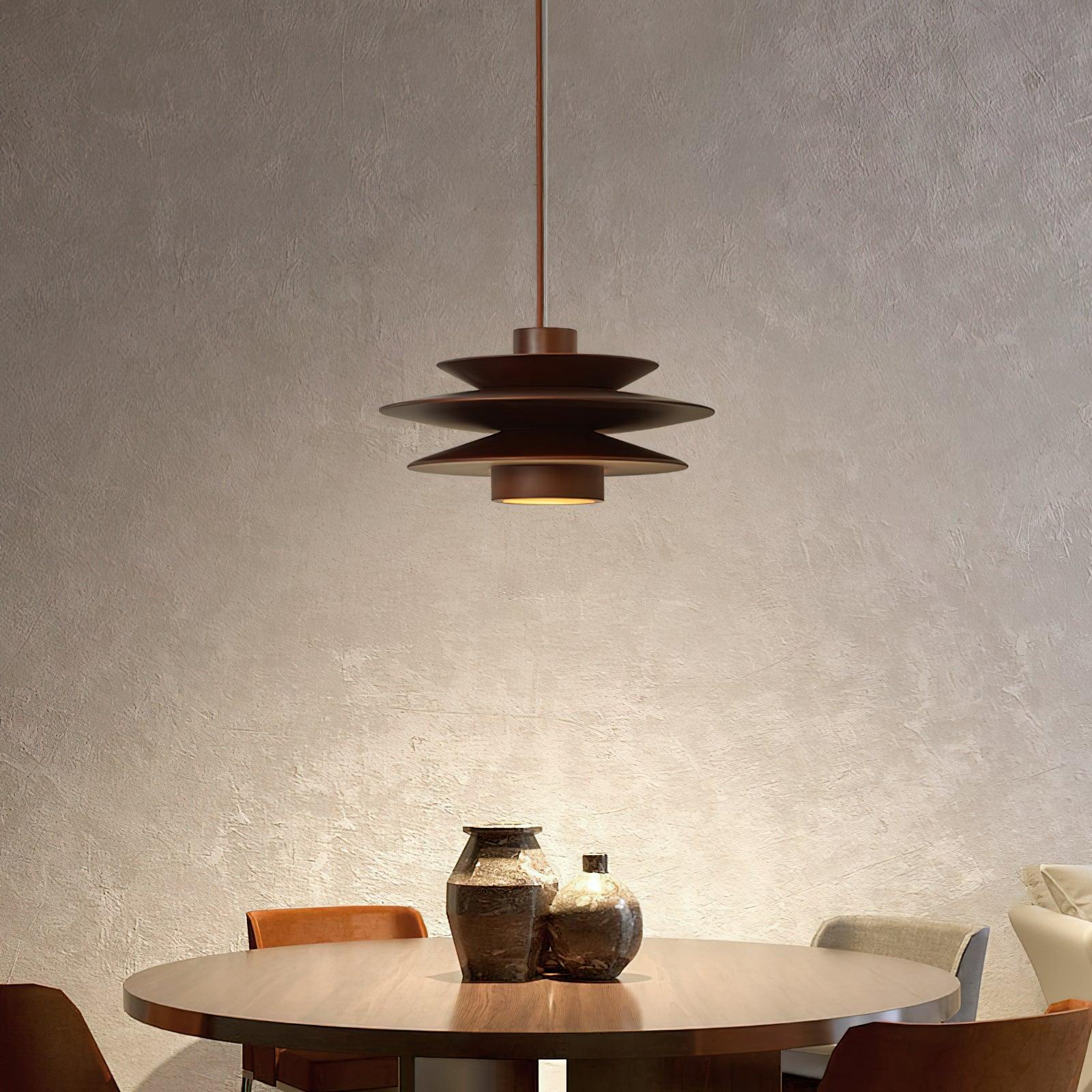 Pendant Light Wood Tiered 11.8 in Diameter Modern Dining Room Living Room Illumination | Thomler