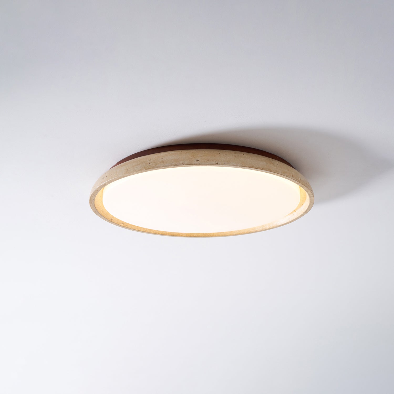 Ceiling Light Travertine Stone 11.8 in Flush Mount Beige Bedroom Hallway LED Modern Minimalist Fixture | Thomler
