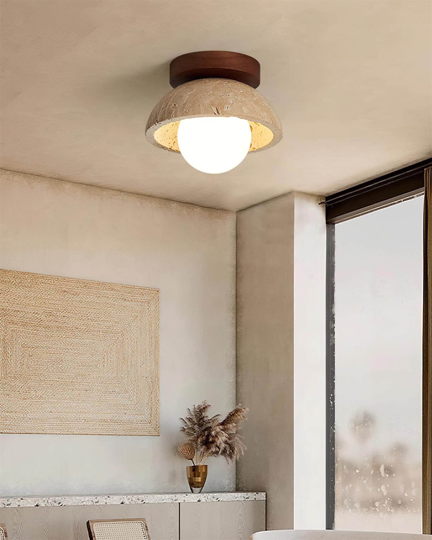 Ceiling Light Travertine Stone 5.9 in White Indoor Wall And Ceiling Fixture Modern Lighting | Thomler