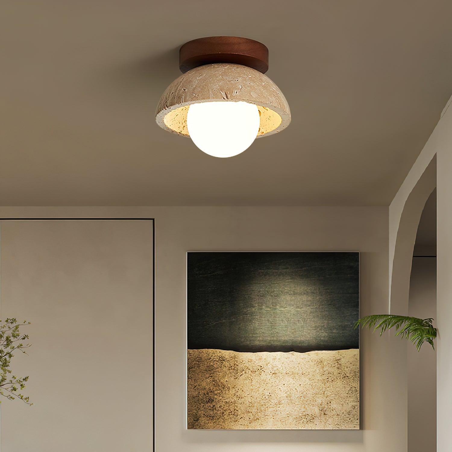 Ceiling Light Travertine Stone 5.9 in White Indoor Wall And Ceiling Fixture Modern Lighting | Thomler
