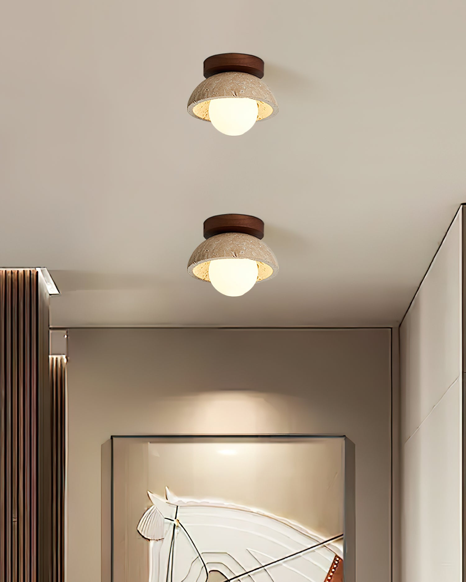 Ceiling Light Travertine Stone 5.9 in White Indoor Wall And Ceiling Fixture Modern Lighting | Thomler