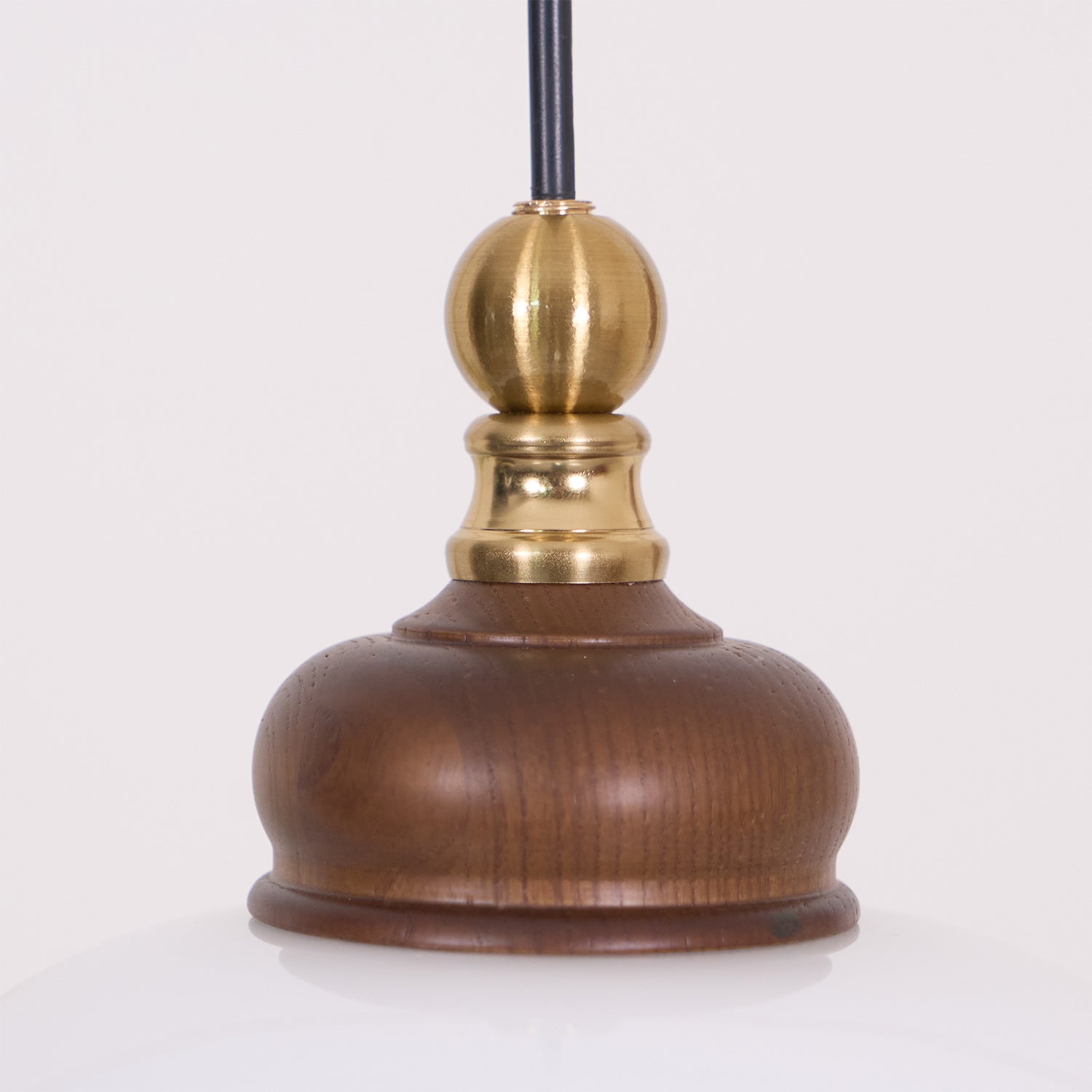 Glass Shade Hanging Lamp 6.3 Inch with Wood Accent for Kitchen Island Dining Table Overhead Fixture E26 Socket Adjustable Cord Dimmable Comp | Thomler