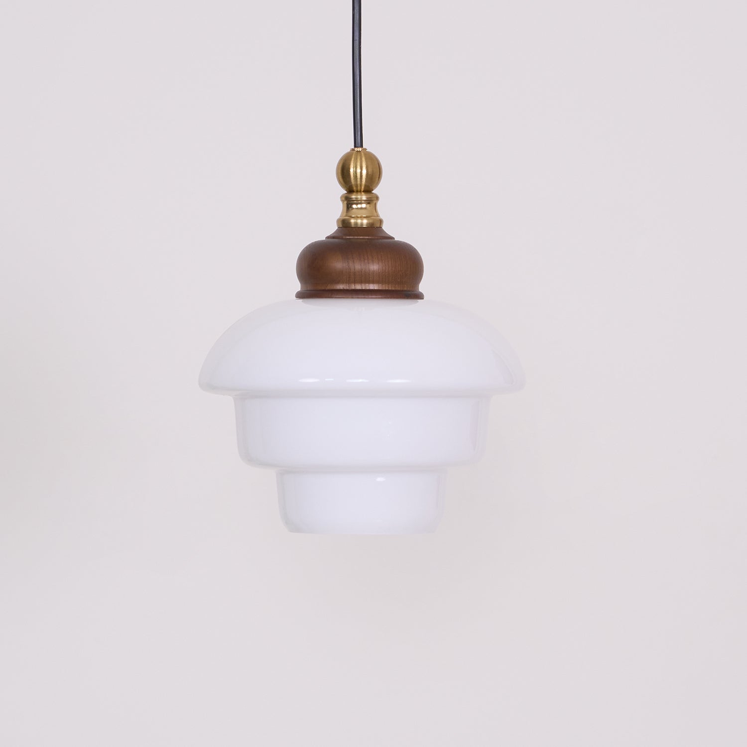 Glass Shade Hanging Lamp 6.3 Inch with Wood Accent for Kitchen Island Dining Table Overhead Fixture E26 Socket Adjustable Cord Dimmable Comp | Thomler