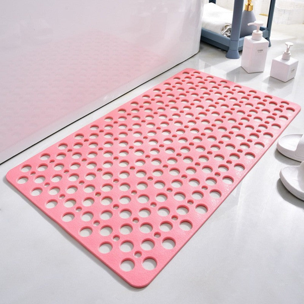 Anti-Slip Bathroom Mat with Drain Holes and Suction Cups for Shower Floor, Tub, Wet Surfaces | Quick Dry, Mildew Resistant TPE Safety | Thomler