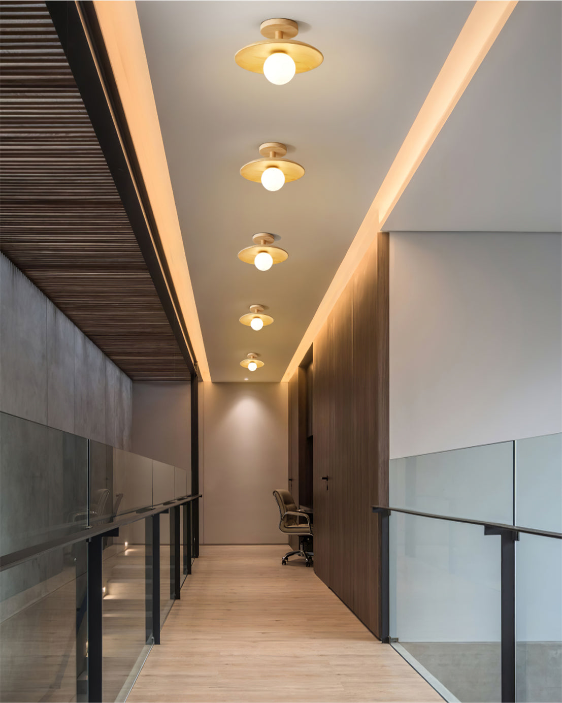 Pendant Light Wood 11 in White Glass Indoor Ceiling Mount Modern Entryway Hallway Living Room Lighting Fixture | Thomler