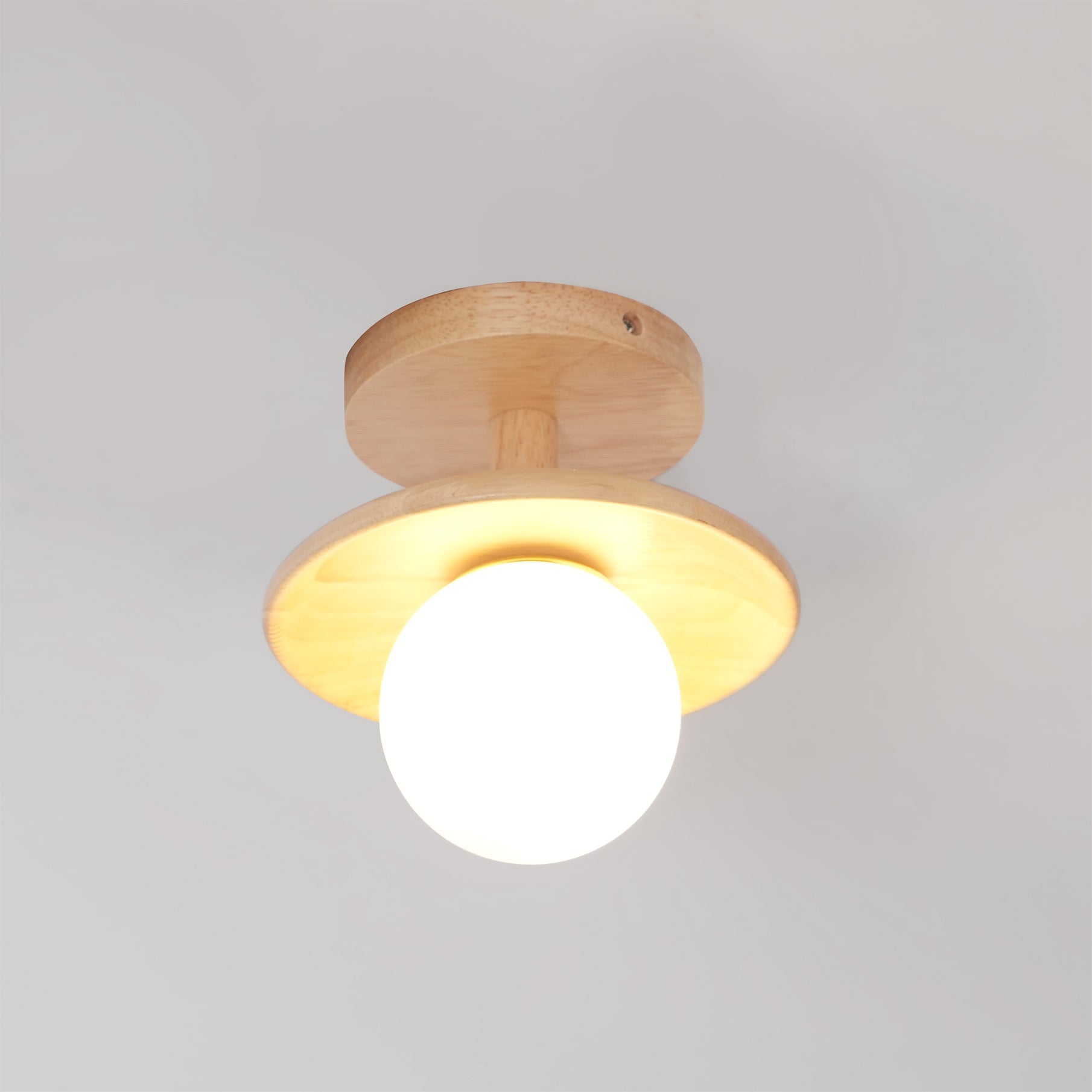 Pendant Light Wood 11 in White Glass Indoor Ceiling Mount Modern Entryway Hallway Living Room Lighting Fixture | Thomler