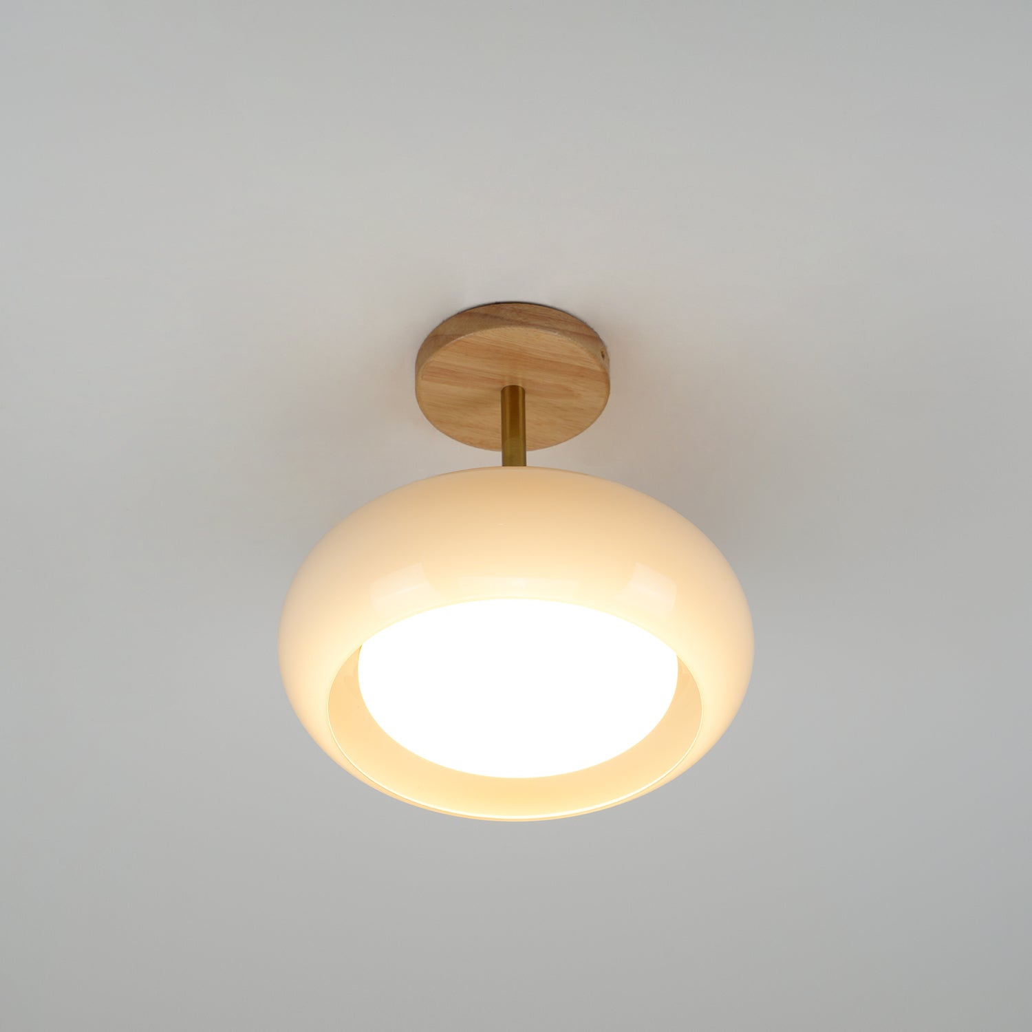 Pendant Light Glass Wood 28.0 cm Orange Dining Room Bauhaus Ceiling Lamp Retro Scandinavian Hanging Light | Thomler