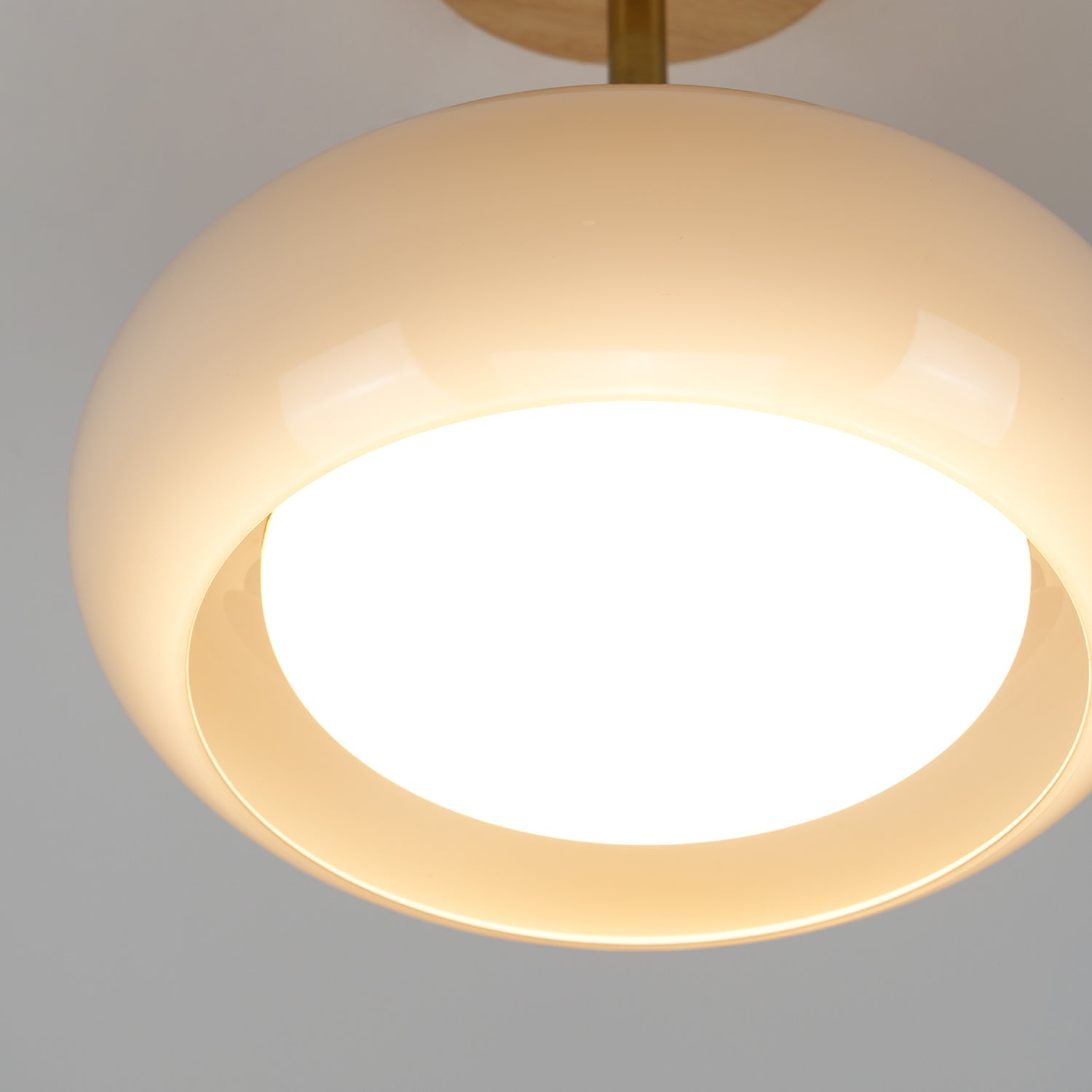Plafonnier Ceiling Lamp Wood Glass 11 in Orange White Indoor Dining Bedroom Lighting Fixture | Thomler