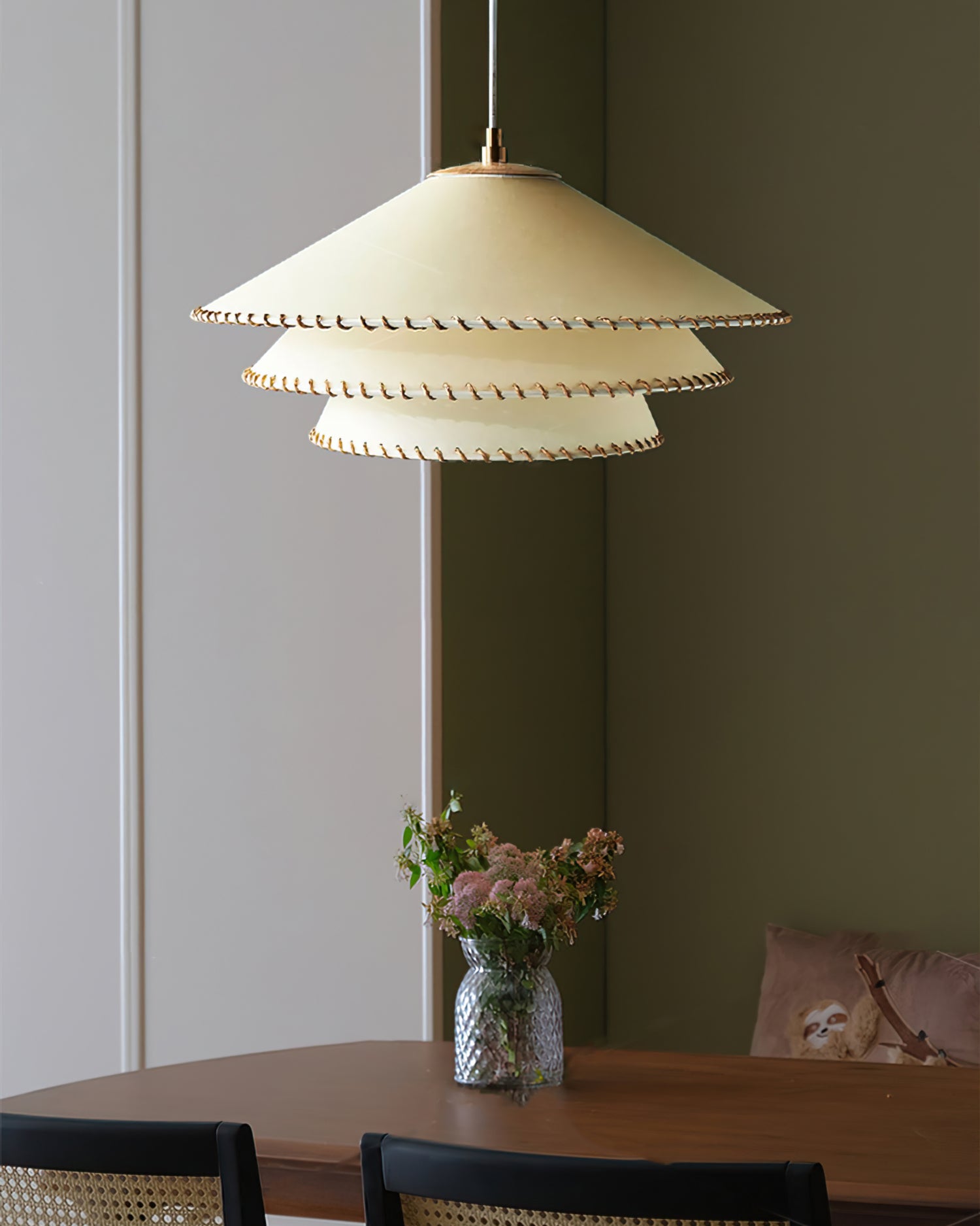 Pendant Lamp Fabric 19.7 in x 9.8 in Brown Indoor Dining Room Kitchen Island Hanging Light | Thomler