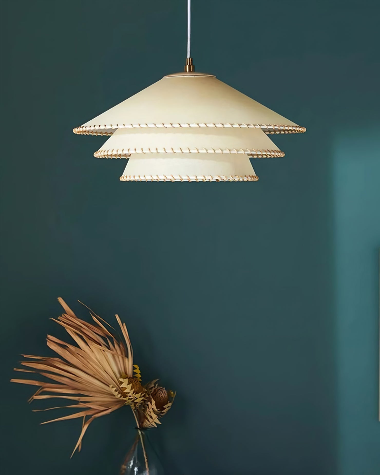 Pendant Lamp Fabric 19.7 in x 9.8 in Brown Indoor Dining Room Kitchen Island Hanging Light | Thomler