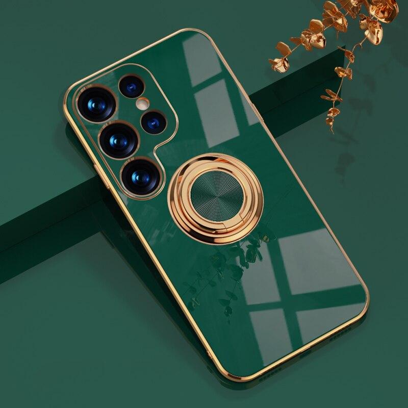 Rotating Ring Grip Phone Case for Samsung Galaxy – Magnetic Car Mount Compatible, Shock-Absorbing TPU with Microfiber Lining for S21-S26 | Thomler