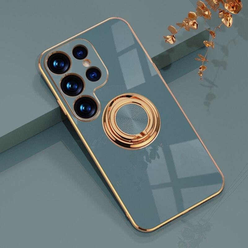 Rotating Ring Grip Phone Case for Samsung Galaxy – Magnetic Car Mount Compatible, Shock-Absorbing TPU with Microfiber Lining for S21-S26 | Thomler