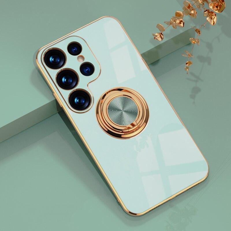 Rotating Ring Grip Phone Case for Samsung Galaxy – Magnetic Car Mount Compatible, Shock-Absorbing TPU with Microfiber Lining for S21-S26 | Thomler