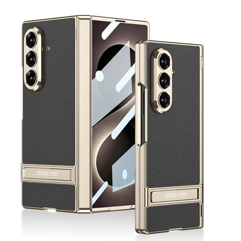Samsung Galaxy Phone Case with Built-In Stand – Slim TPU Protection in Leather, Brushed & Carbon Fiber Finishes for S24, S25, S26 Ultra, Z | Thomler