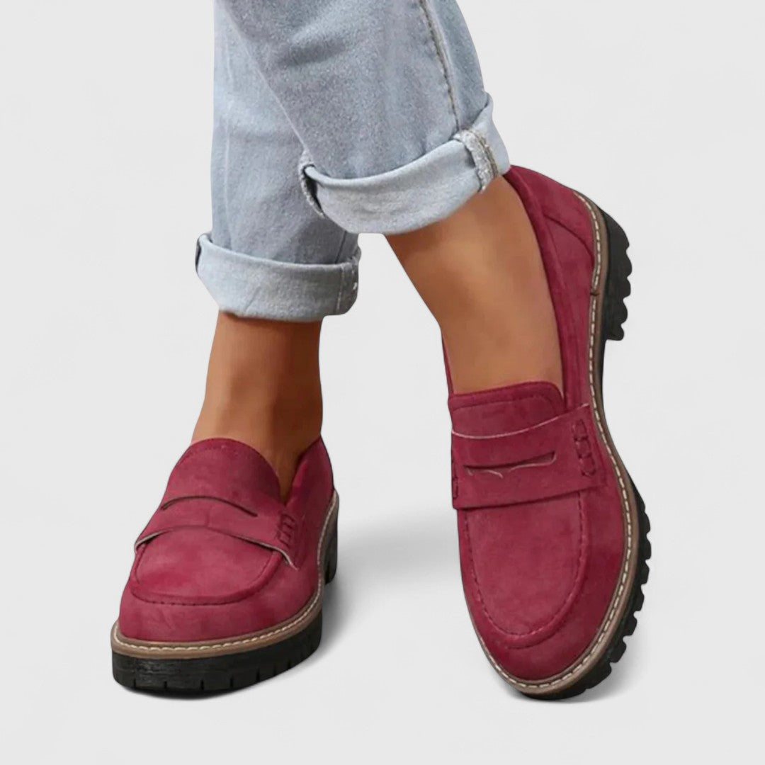 Women's Chunky Slip-On Shoes with Elevated Lug Tread and Penny Keeper Accent – Versatile Year-Round Footwear for Jeans, Trousers & Skirts | Thomler