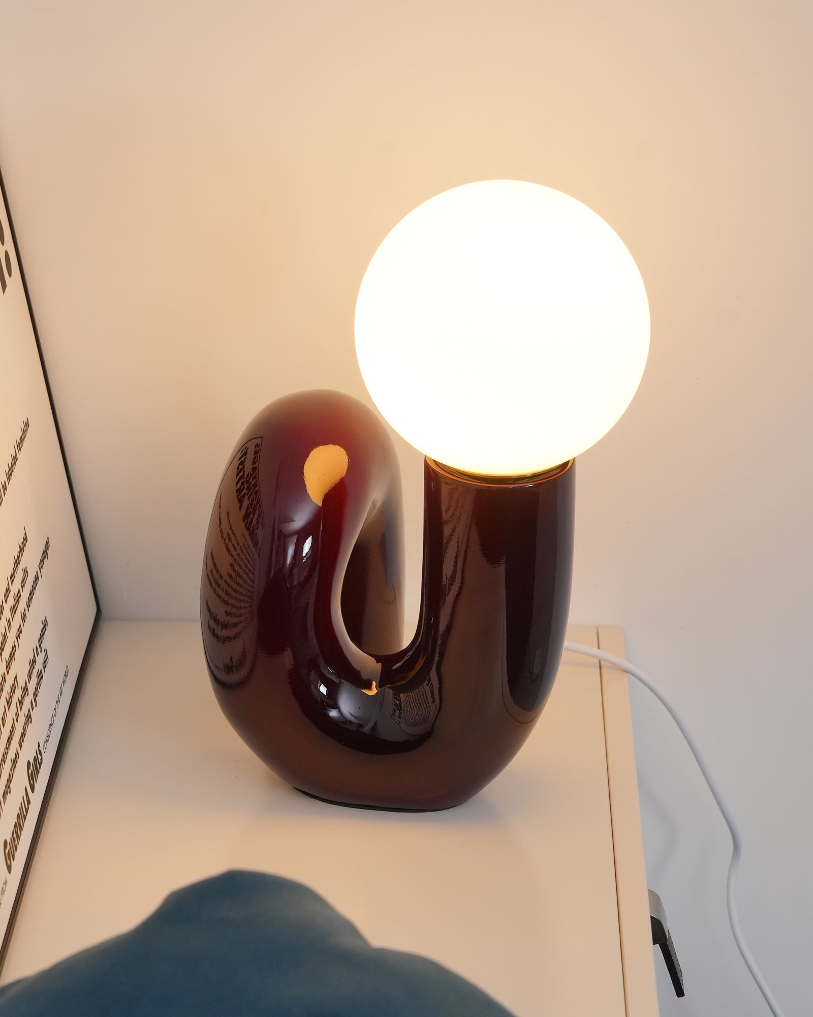 Table Lamp Glass Spiral 10.2 in Indoor Pink Blue White Dark Red Decorative LED Accent Light | Thomler