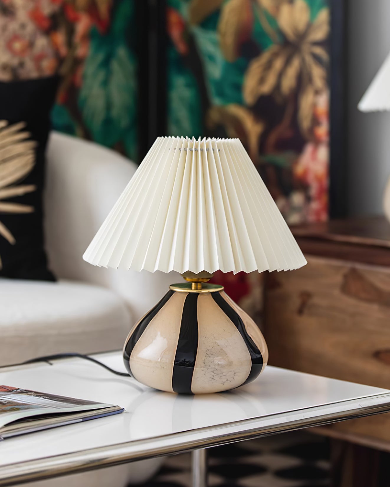 Table Lamp Glass 11.8 in Black White Indoor Lighting 5W LED E26 E27 Push Switch | Thomler