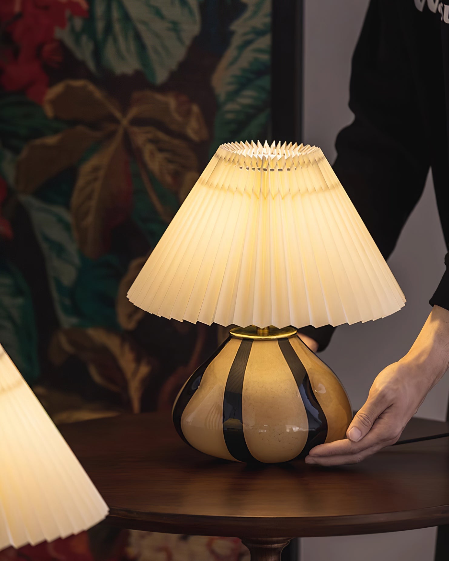 Table Lamp Glass 11.8 in Black White Indoor Lighting 5W LED E26 E27 Push Switch | Thomler