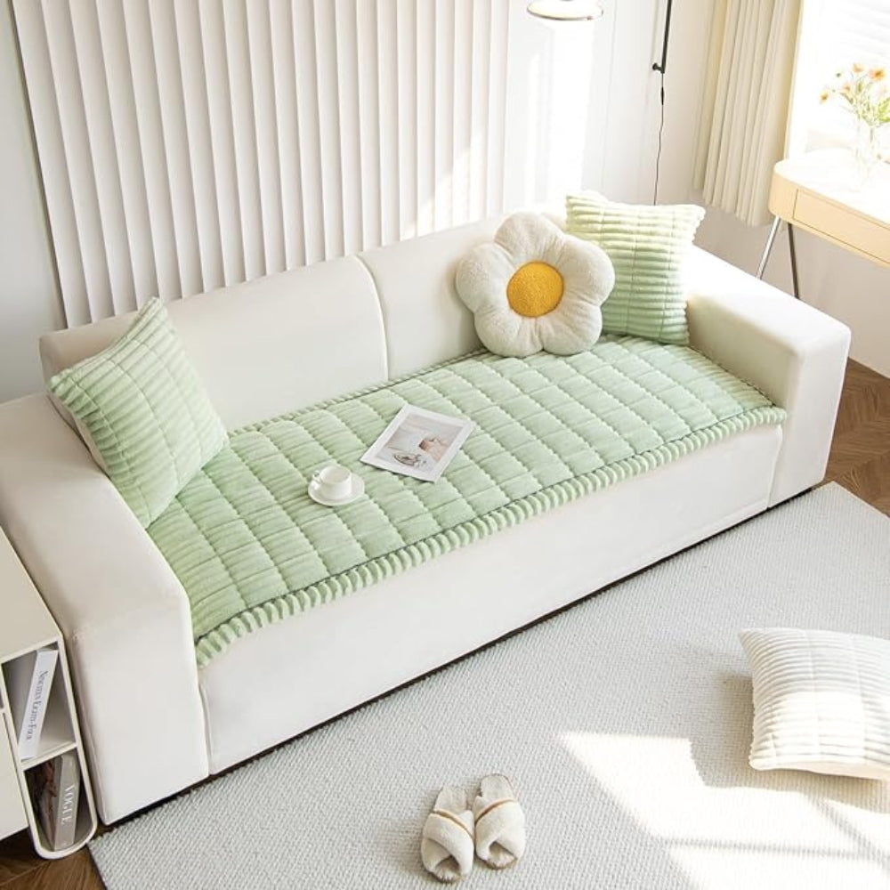 Furniture Throw Blanket Soft Fleece Sofa Protector Anti-Slip Ruffled Edges for Couch Chair Loveseat Living Room Bedroom Pet-Friendly | Thomler