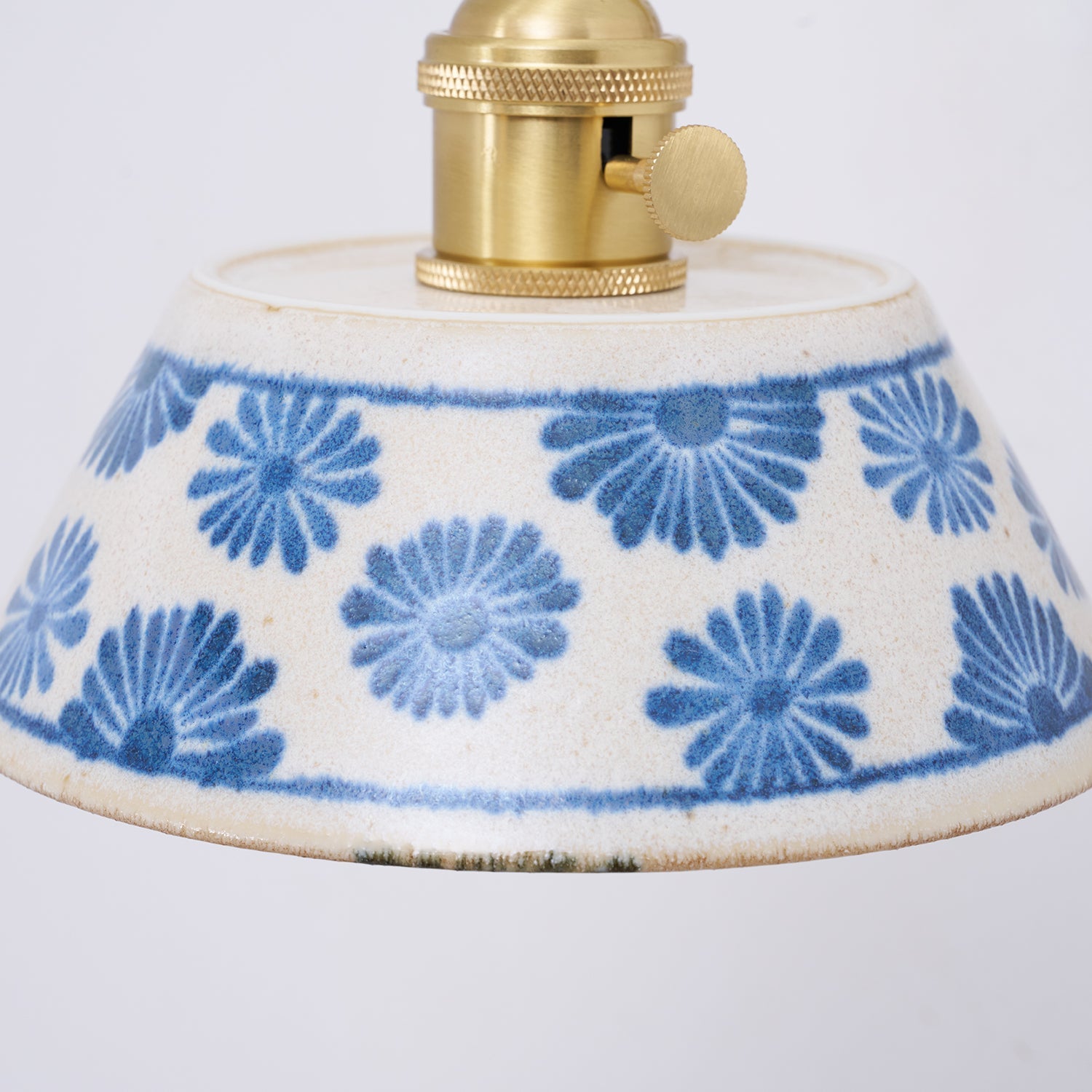 Wall Lamp Ceramic 6.7 in Blue White Brass Accent Bathroom Hallway Reading Light | Thomler