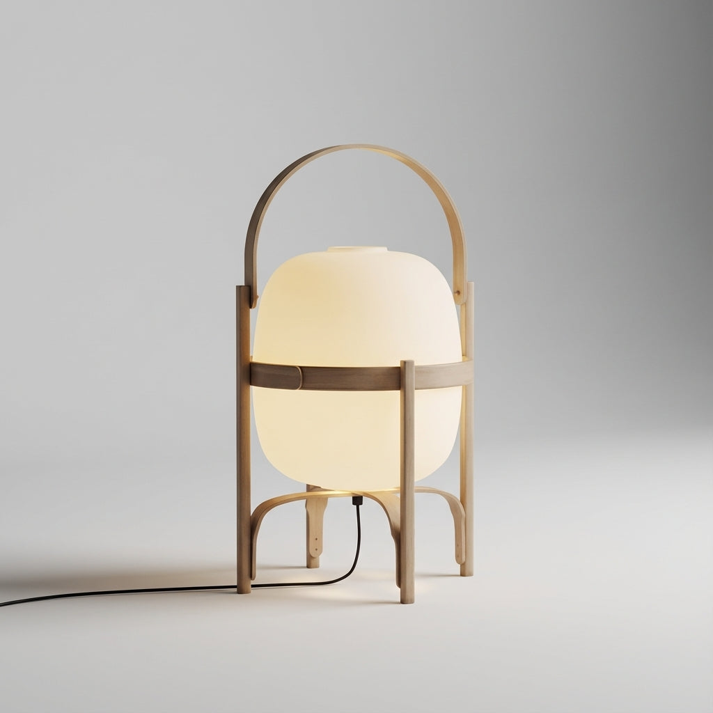 Table Lamp Walnut Wood E14 40W Opal Glass Bedroom Portable Reading Light Scandinavian Japandi Accent Lighting | Thomler