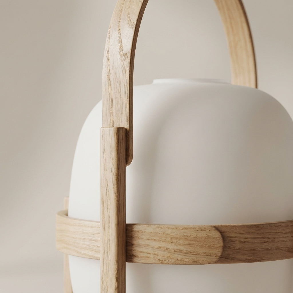 Table Lamp Walnut Wood E14 40W Opal Glass Bedroom Portable Reading Light Scandinavian Japandi Accent Lighting | Thomler