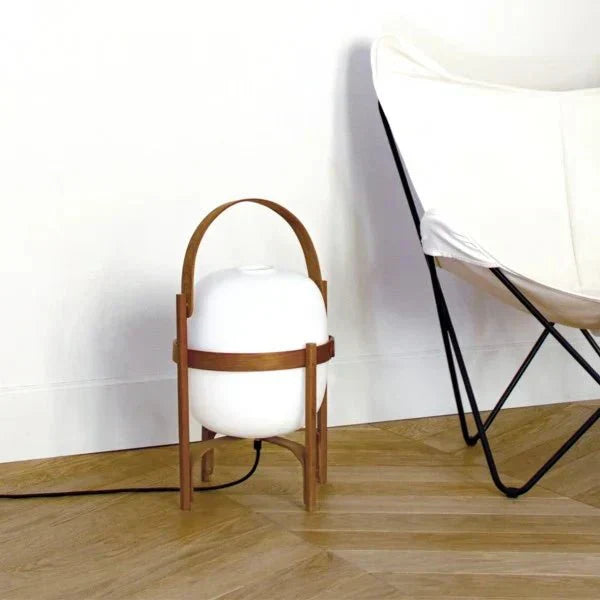 Table Lamp Walnut Wood E14 40W Opal Glass Bedroom Portable Reading Light Scandinavian Japandi Accent Lighting | Thomler