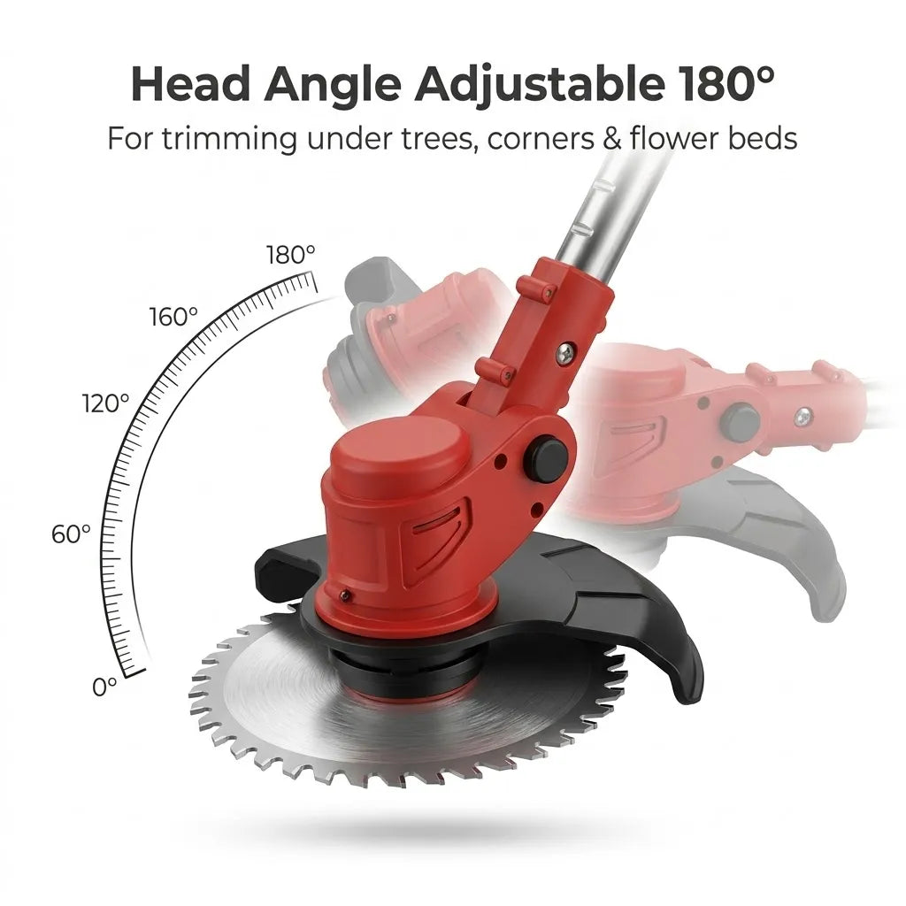 Rechargeable Lawn Edger 24V 18000 RPM Metal Blade Yard Tool Telescoping Handle for Sidewalks & Pathways Red Green Available | Thomler
