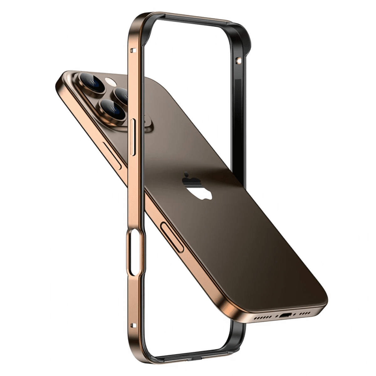 Aluminum iPhone Bumper Case – Raised Corner Guard, Wireless Charging Compatible, Precision Button Cutouts for 17/16/15 Series | Thomler