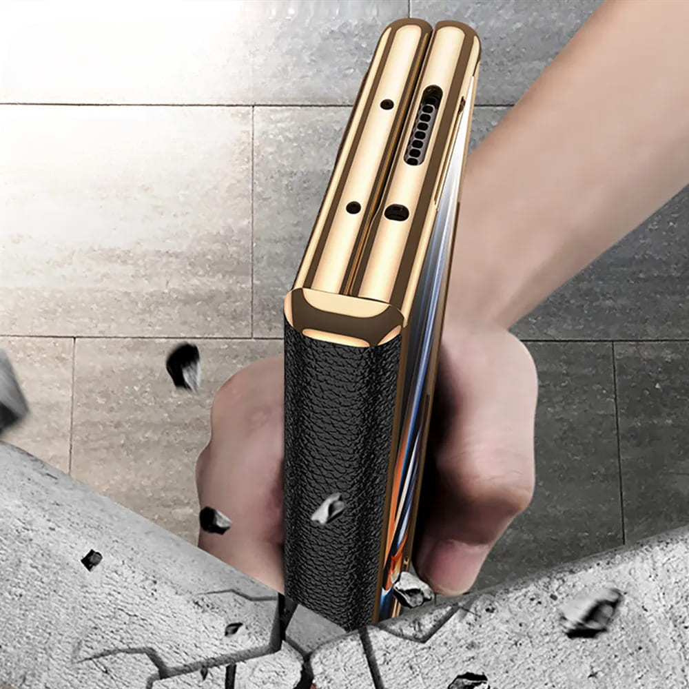 Genuine Leather Foldable Phone Case for Galaxy Z Fold 3/4/5/6/7/8 – Kickstand or Finger Loop Options – Full Protection Design | Thomler