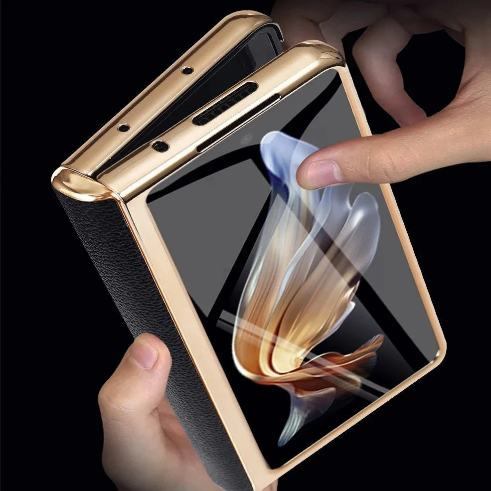 Genuine Leather Foldable Phone Case for Galaxy Z Fold 3/4/5/6/7/8 – Kickstand or Finger Loop Options – Full Protection Design | Thomler