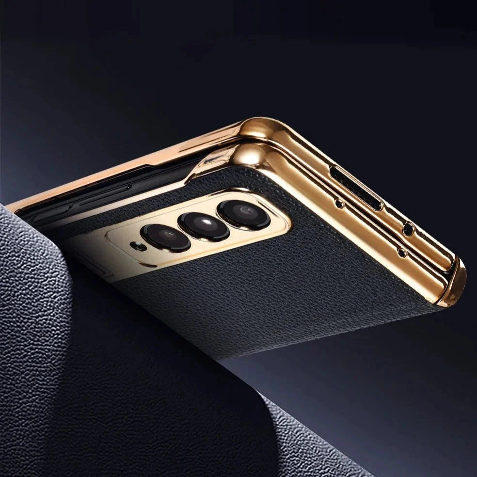 Genuine Leather Foldable Phone Case for Galaxy Z Fold 3/4/5/6/7/8 – Kickstand or Finger Loop Options – Full Protection Design | Thomler